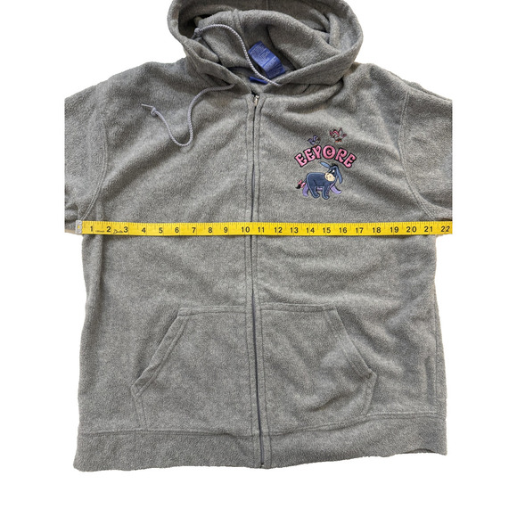 Disney Eeyore Hoodie Womens LG Gray Back Hit Zip Fleece Embroidered Winnie Pooh - Picture 4 of 7